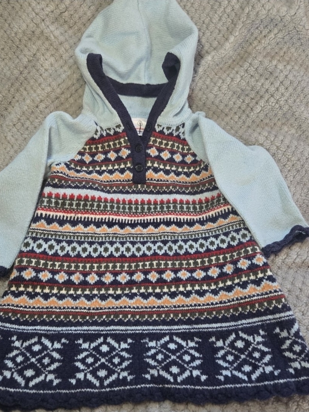 Hanna Andersson Organic Cotton Nordic Fair Isle Sweater Dress 6-12 Mos